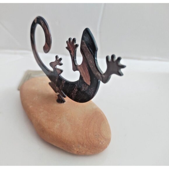 Lazart Texas USA Copper double sided Story Gecko Lizard on Sandstone Base - Picture 3 of 15